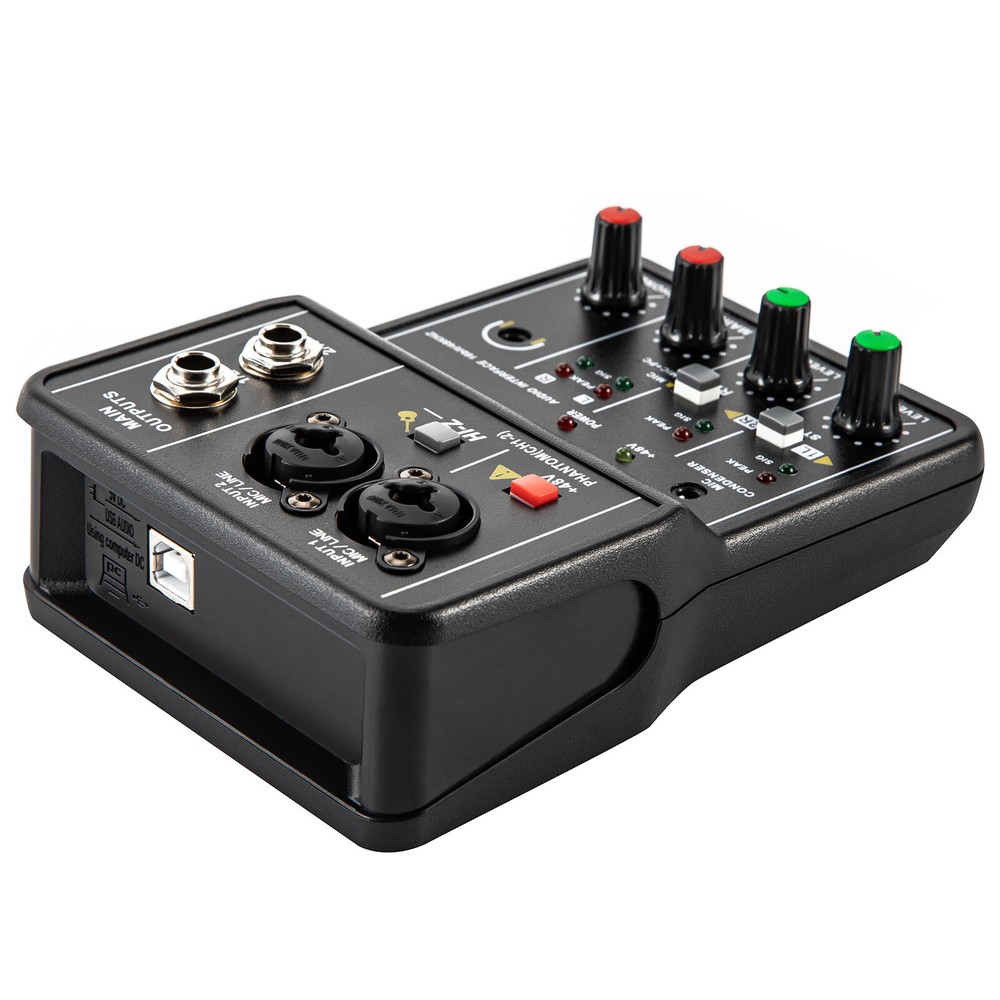 2 Channel Mixing Console Live Studio Audio DJ Mixer Sound Board USB Interface