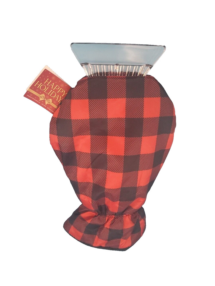 Windshield Ice Snow Scraper Mit Glove Red Plaid Thanks For Making A Difference