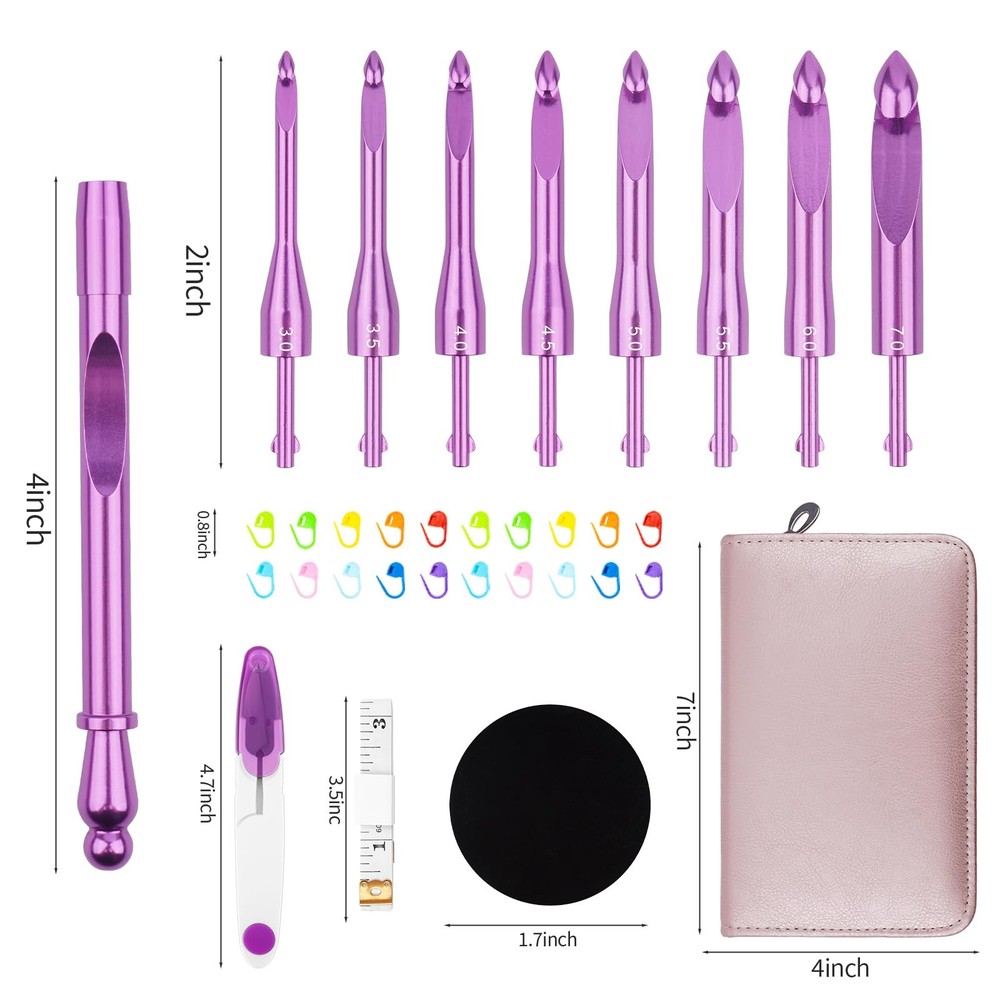 BsHooker Interchangeable Crochet Hooks Set with Case Inline Crochet Hooks Siz...