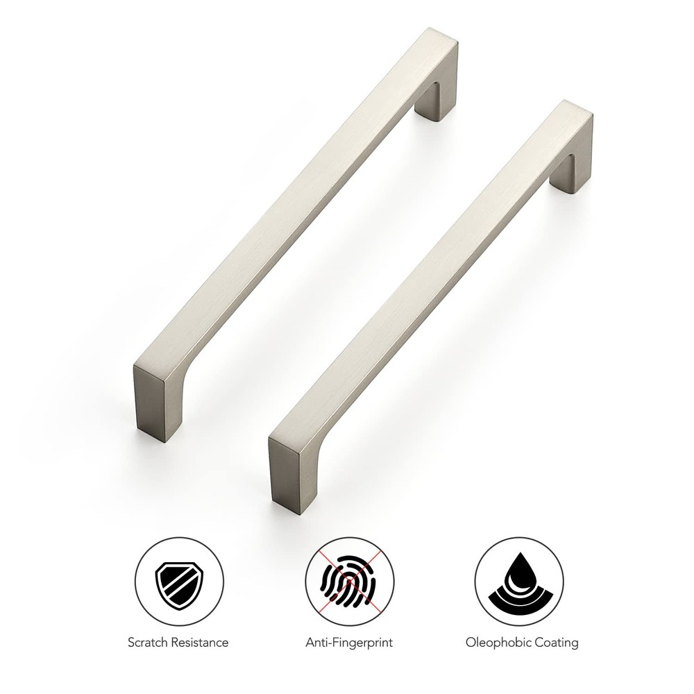 30 Pack Solid 5 Inch Square Cabinet Handles - Brushed Nickel Pulls for Kitche...