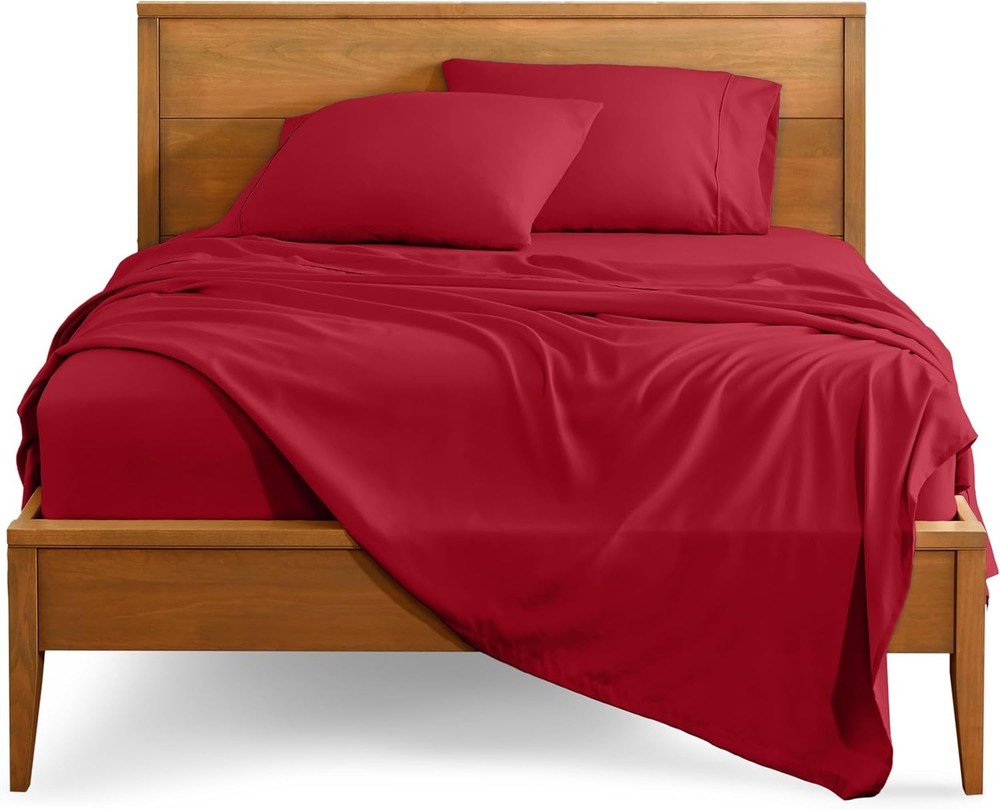 Deep Pocket Queen Bed Sheets - 1800 Thread Count Microfiber - Luxurious Red