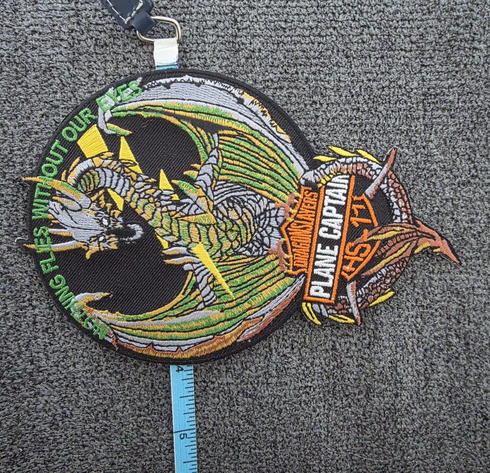 HS-11 Dragon Slayers, 6" USN NAVY. Rare, Plane Captains Patch.