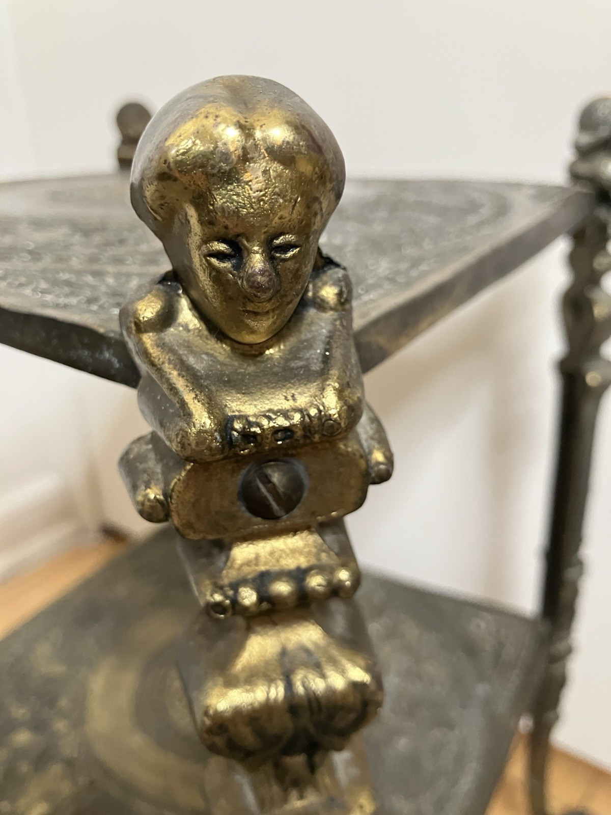 Antique Victorian Cast Iron Plant Stand 2-Tier Side Table