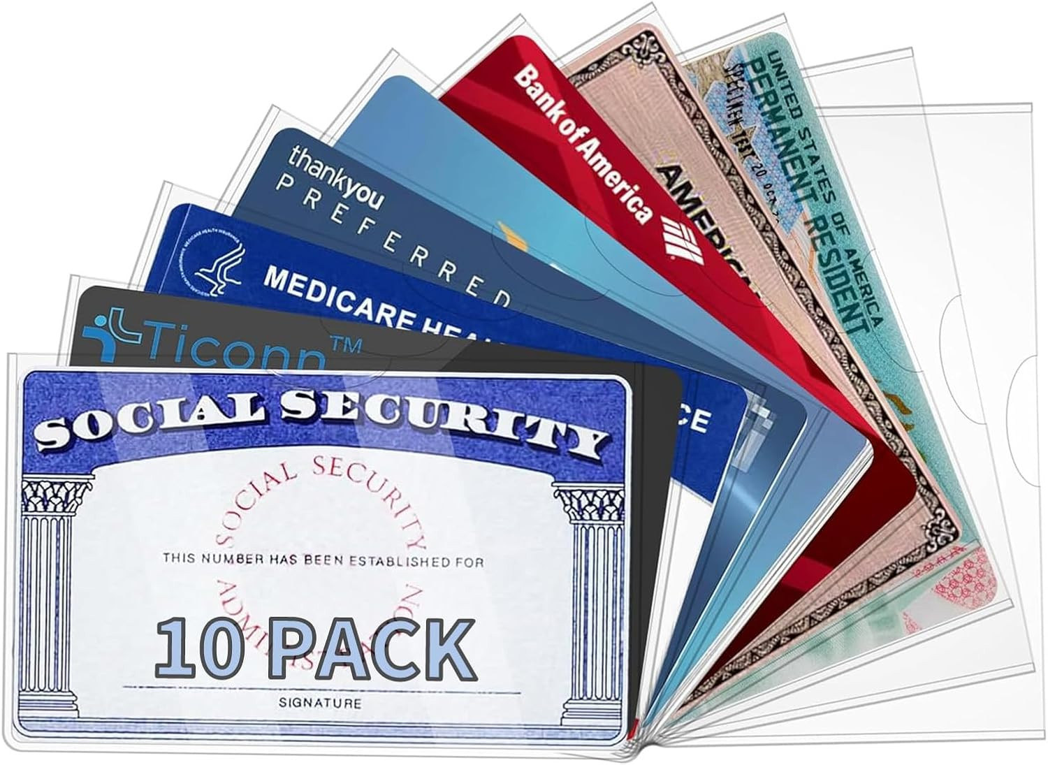 10 Pack Social Security Card Protector Medicare New Credit Card Holder,24 Mil So