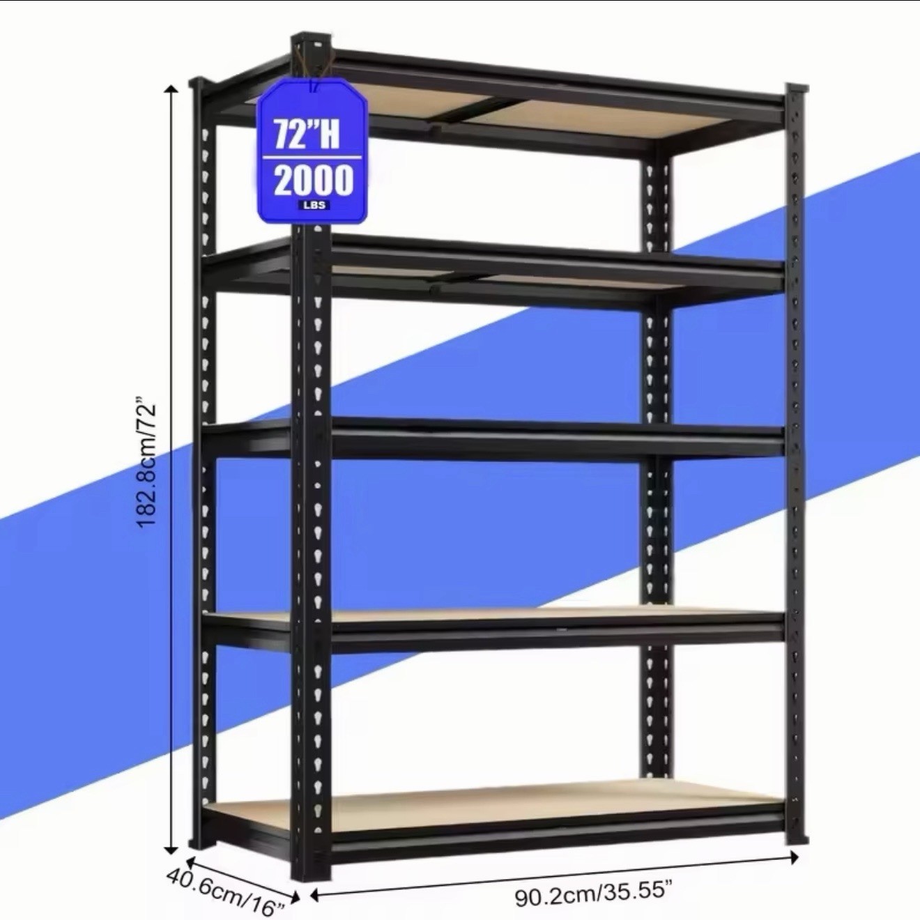 72" Heavy Duty Garage Shelving 2000LBS 5 Tier Adjustable Rack