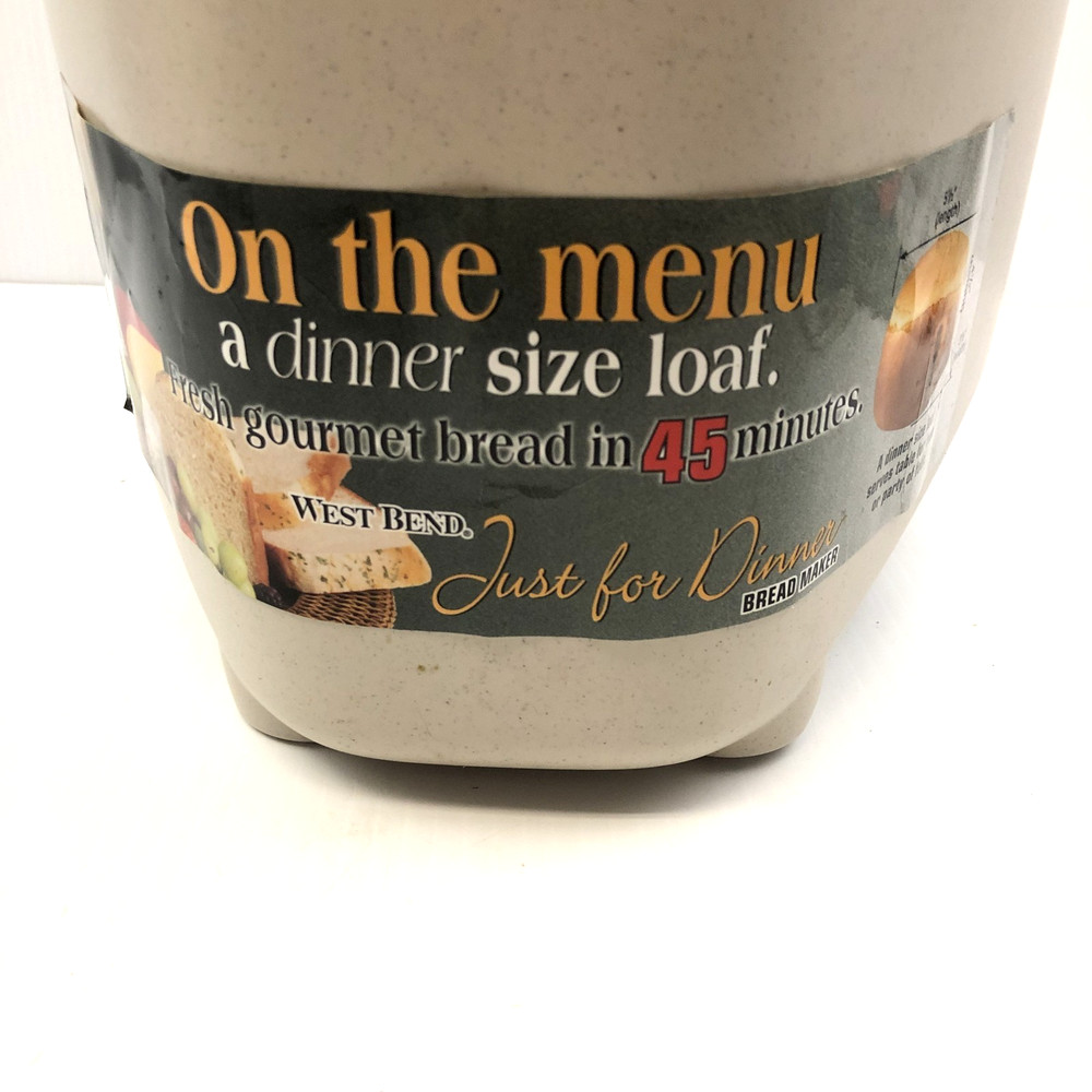 WEST BEND JUST FOR DINNER AUTOMATIC BREAD MAKER MACHINE MODEL 41077 EUC Clean