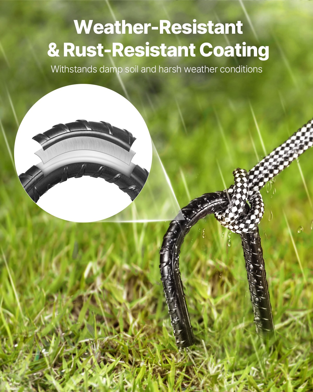 VEVOR 12In 16Pack Rebar Stakes Heavy Duty J Hook Galvanized Steel Ground Anchors