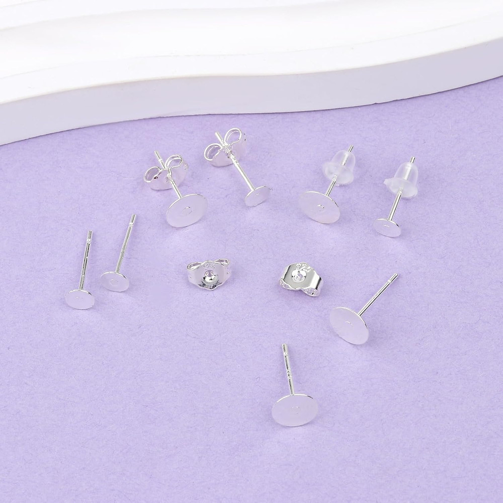 210Pcs Hypoallergenic Earring Backs & Posts - 925 Silver, Silver-Plated Copper,