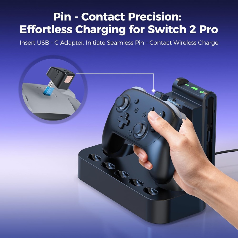 NEWDERY 2IN1 Charging Dock for Nintendo Switch 2 Pro Controller & Joycon Station