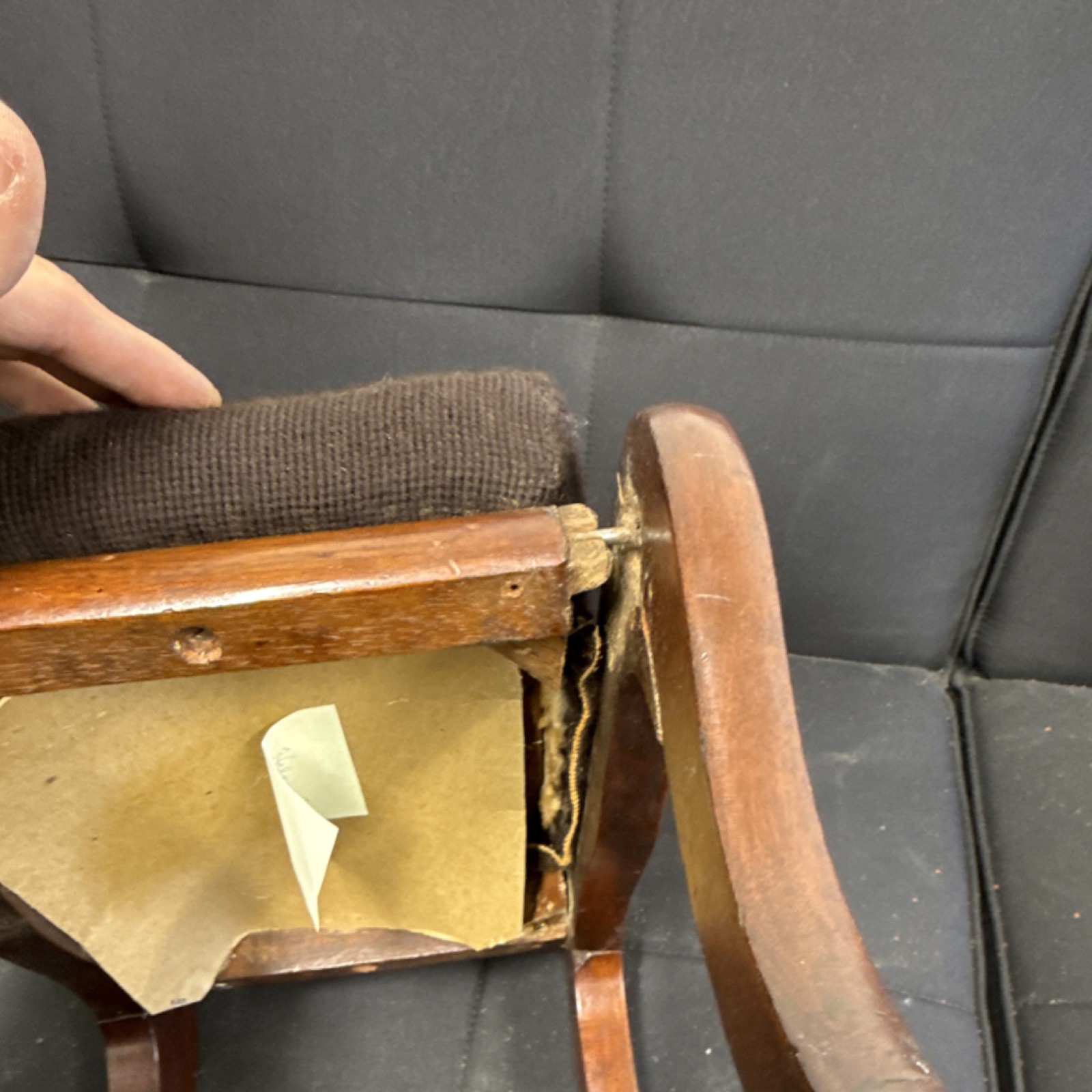 Antique Wooden Footstool Floral Needlepoint Rectangular Brown Red Green