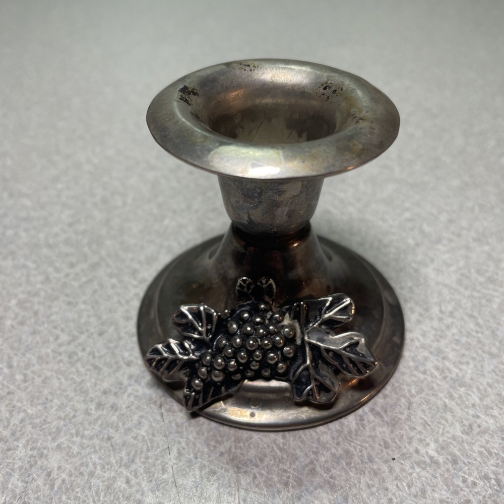 2 Leura Interiors Solid Brass Silver Plated Candle Holders, Grapes - Australia