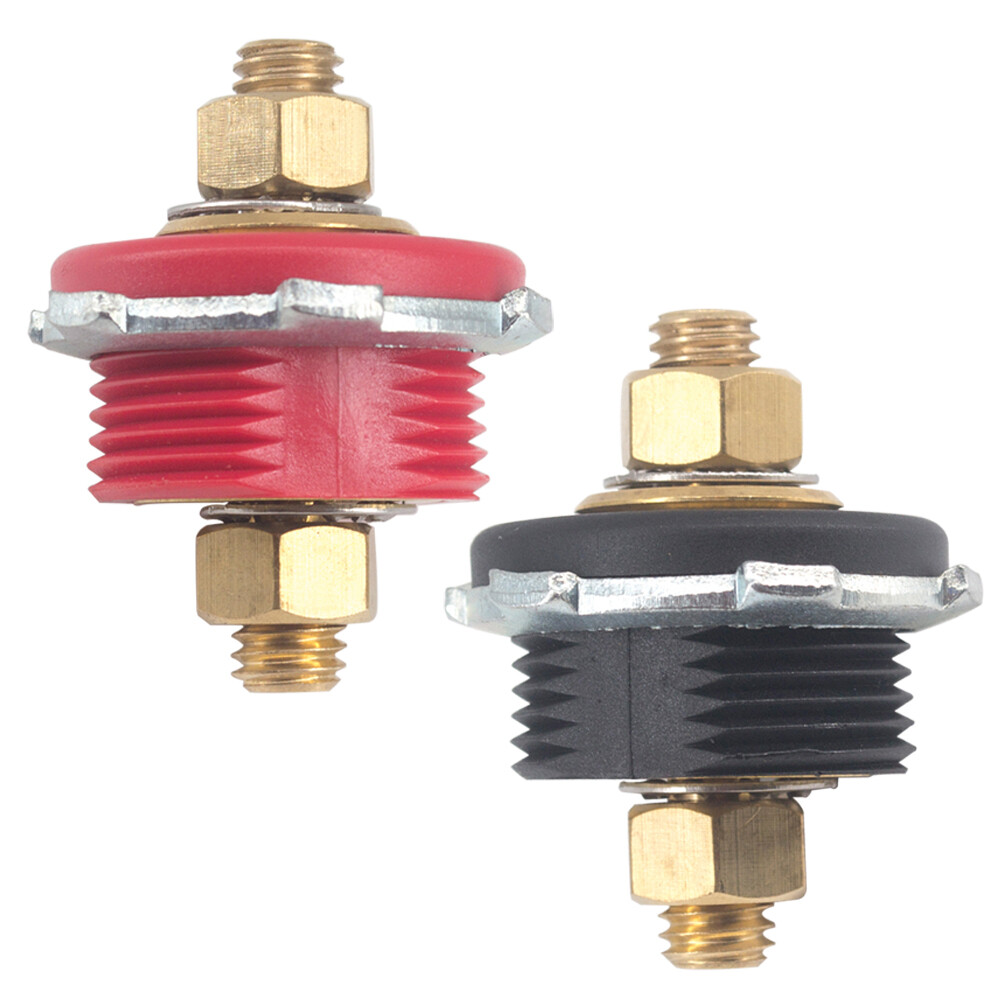 Thru Firewall Panel Bulkhead Connector 3/8'' Black Red Battery Terminal Studs