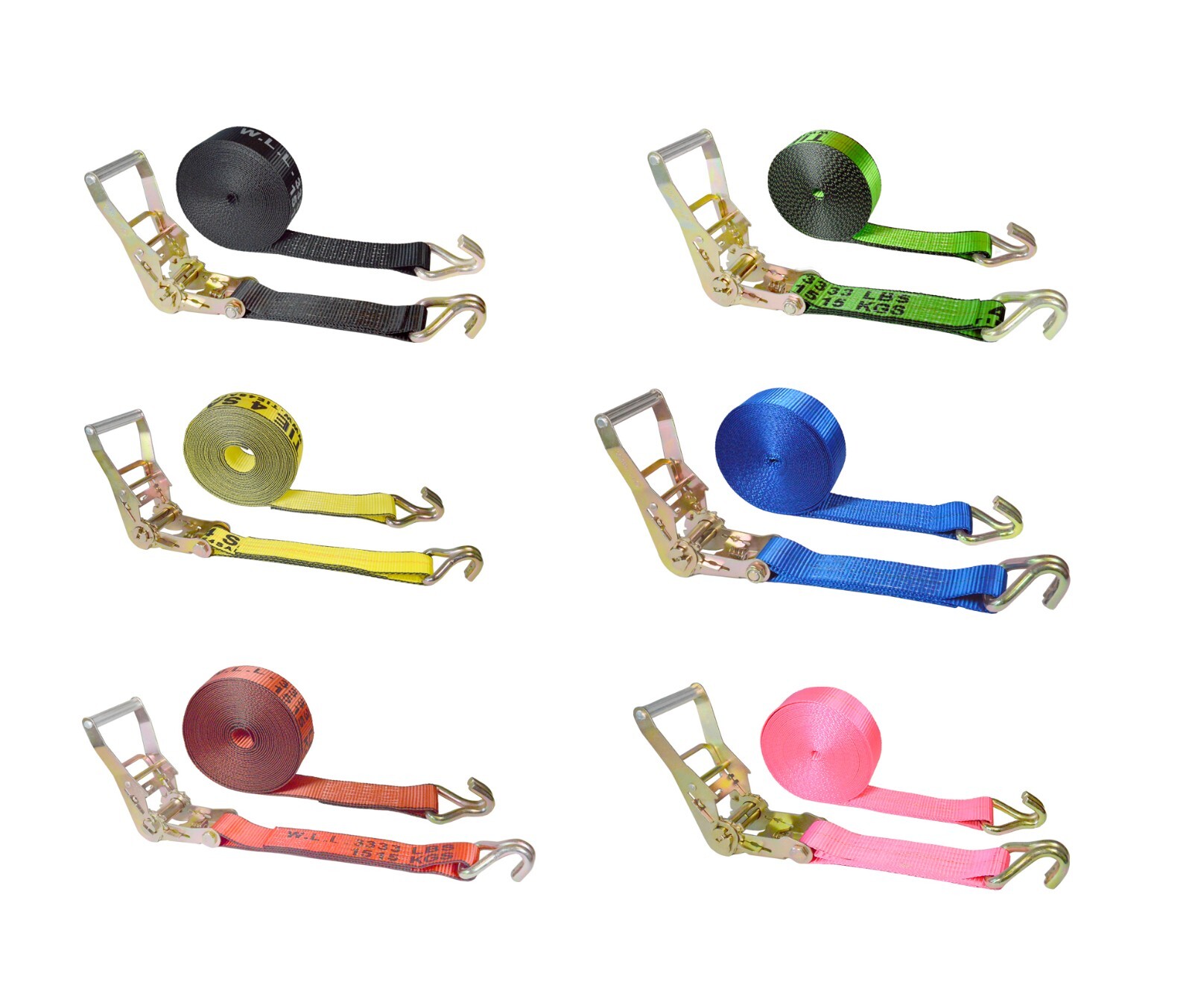 USA Heavy Duty 2" x 40' 50' 60' Ratchet Strap J Hook Flatbed Truck Farm Tie Down