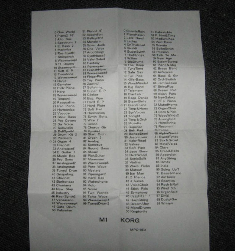 KORG M1 MPC-0EX MPC-OEX Program Memory card Test Completed Express