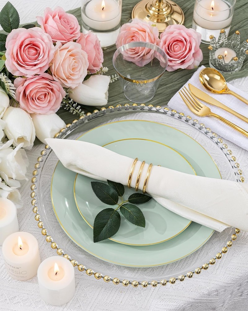 Sage Green Disposable Dinnerware - 25 Guests