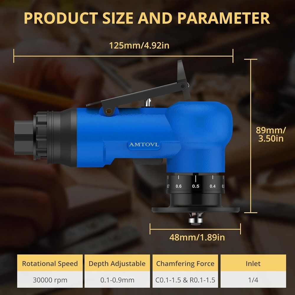 Pneumatic Chamfering Machine with Adjustable Depth and 30000 RPM Speed Control