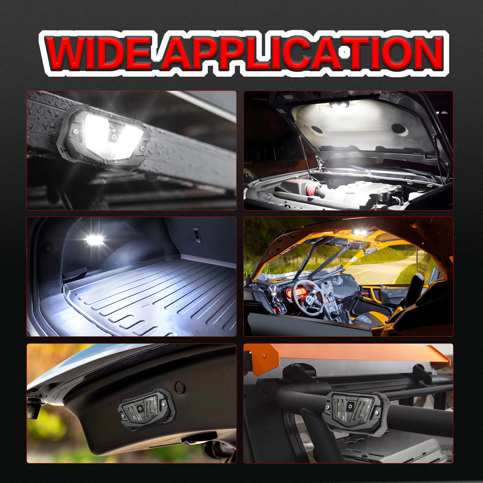 for Can-am Maverick X3 MAX UTV Interior LED Dome Lights Roll Bar Mounts ATV 12V