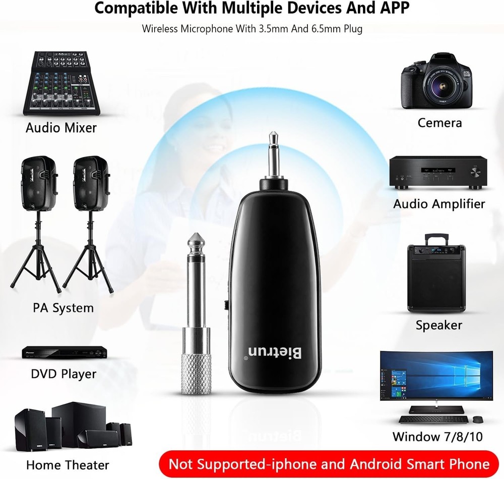 UHF Wireless Microphone Headset System - 160ft Range for Clear Audio Performance