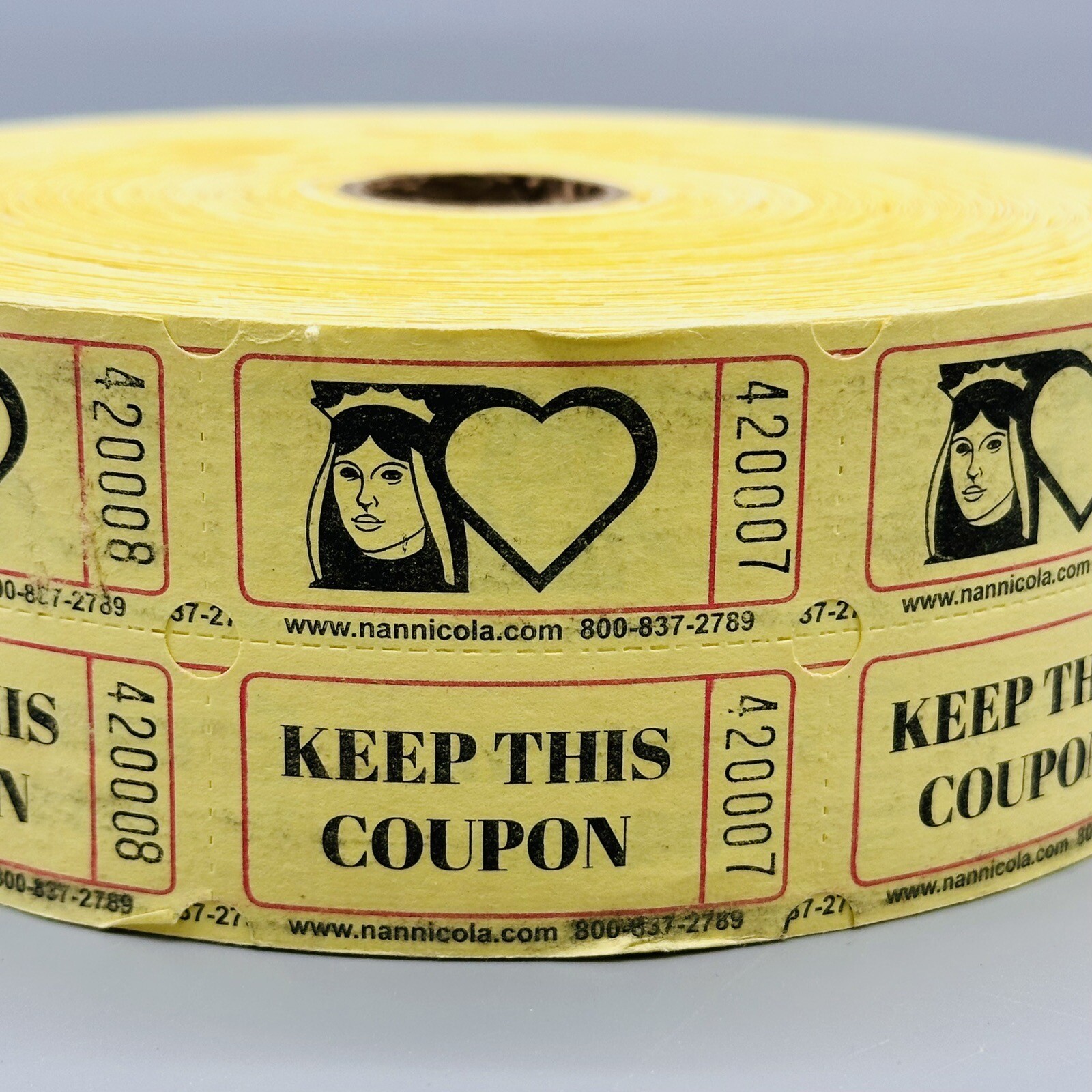 2000 Yellow Raffle Tickets Double Stub Roll for 50/50 Draws