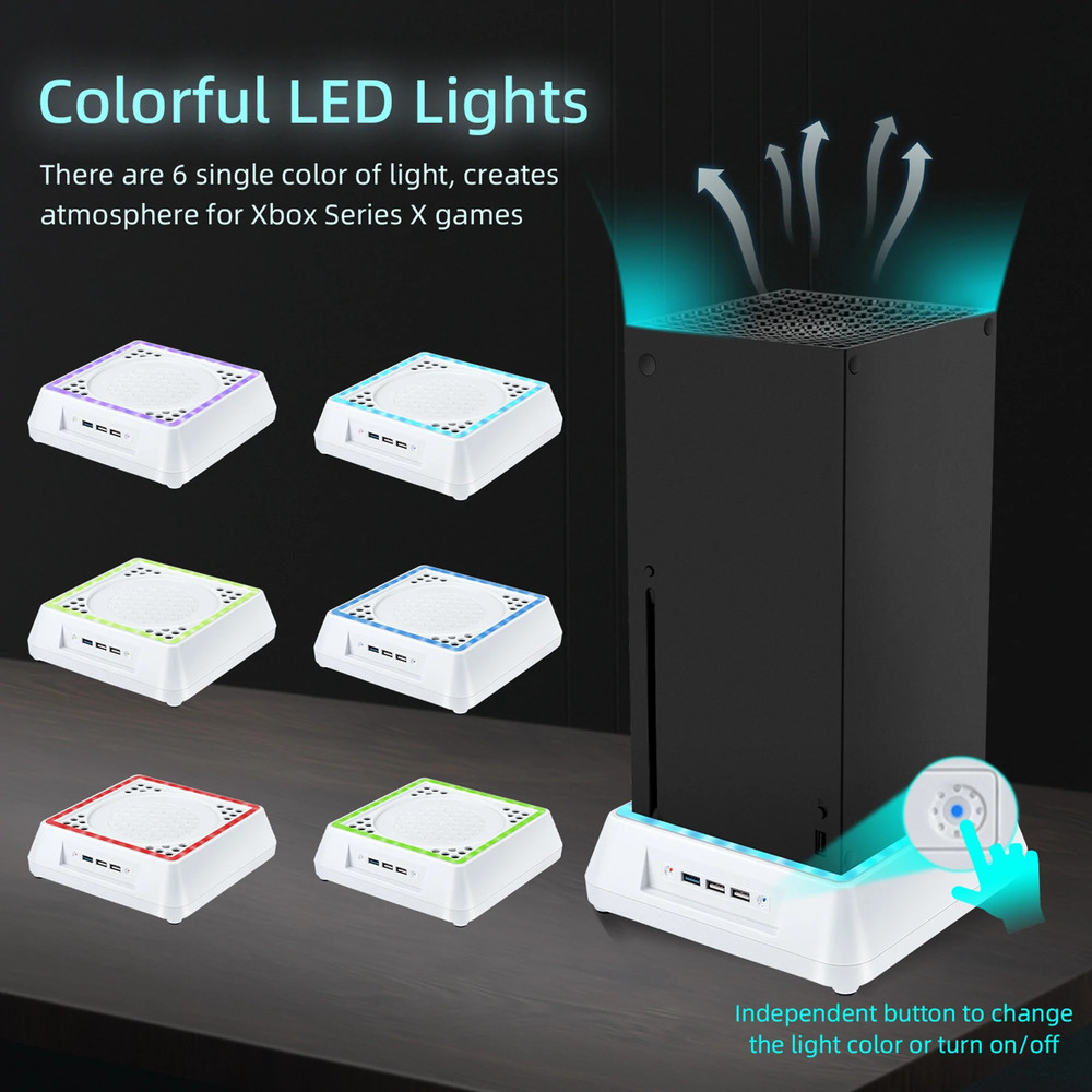 Stand with LED Lighting & Indicator for Xbox Series X Console - White