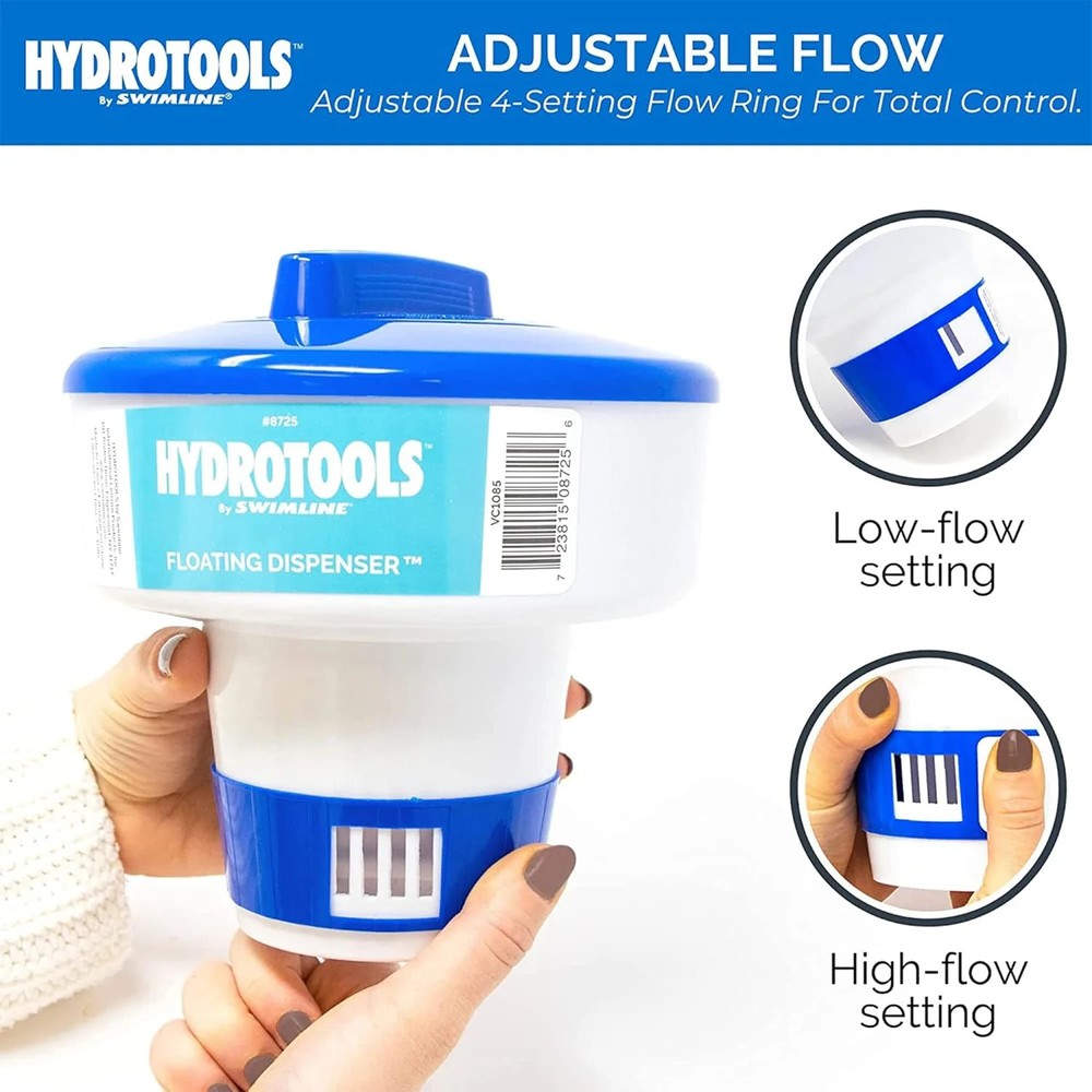 HydroTools 8725 Pool Floating Dispenser 3" Tablet Pack 2 Floater Adjustable