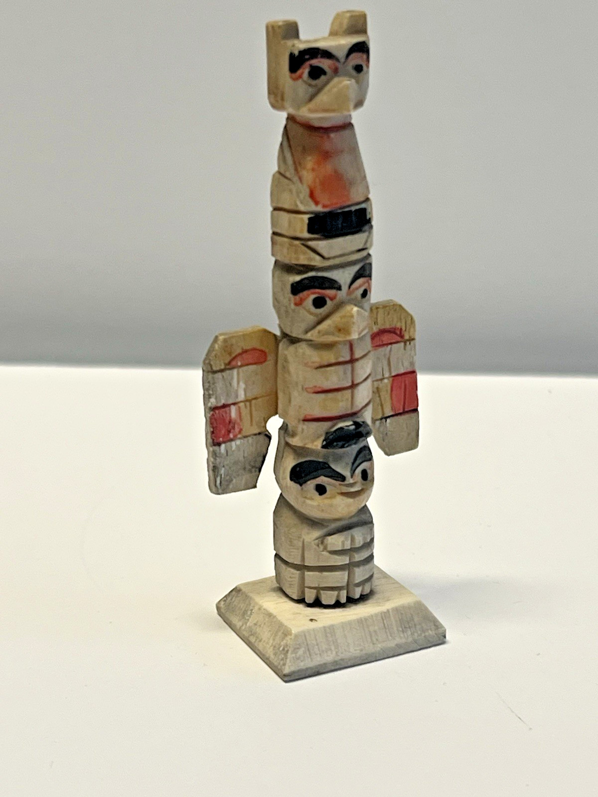 Original Inuit Eskimo Hand Carved Totem; Early 1900's; Miniature 3 1/4"; Lot #A2