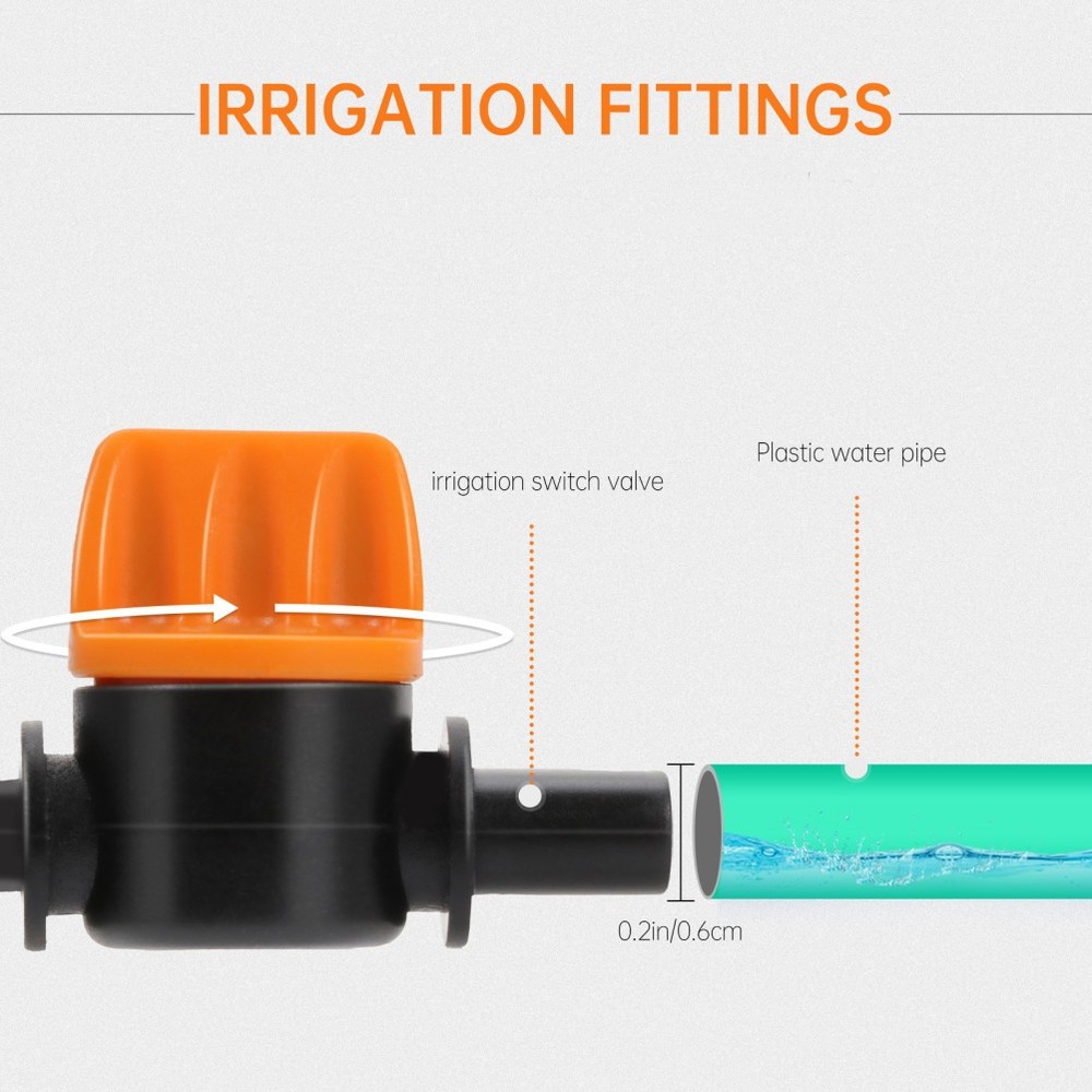 10 Pcs Mini Irrigation Valve Connector with Switch for Garden Drip