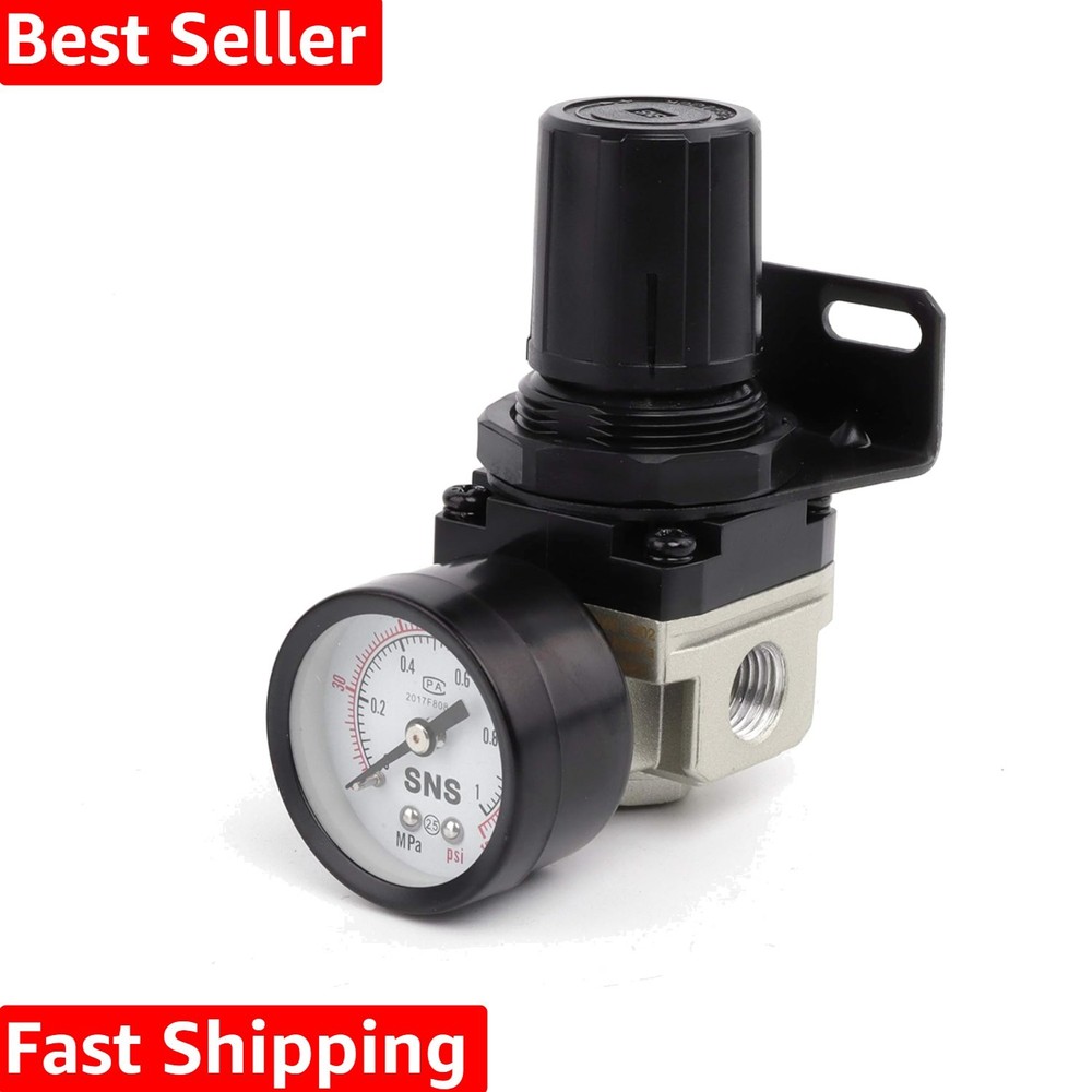 Versatile Air Compressor Pressure Regulator 1/4 NPT - 0-150 PSI Adjustable Flow