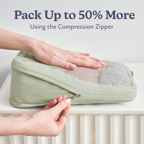 Space-Saving Compression Packing Cubes for Women, Men, 4-Pack Sage