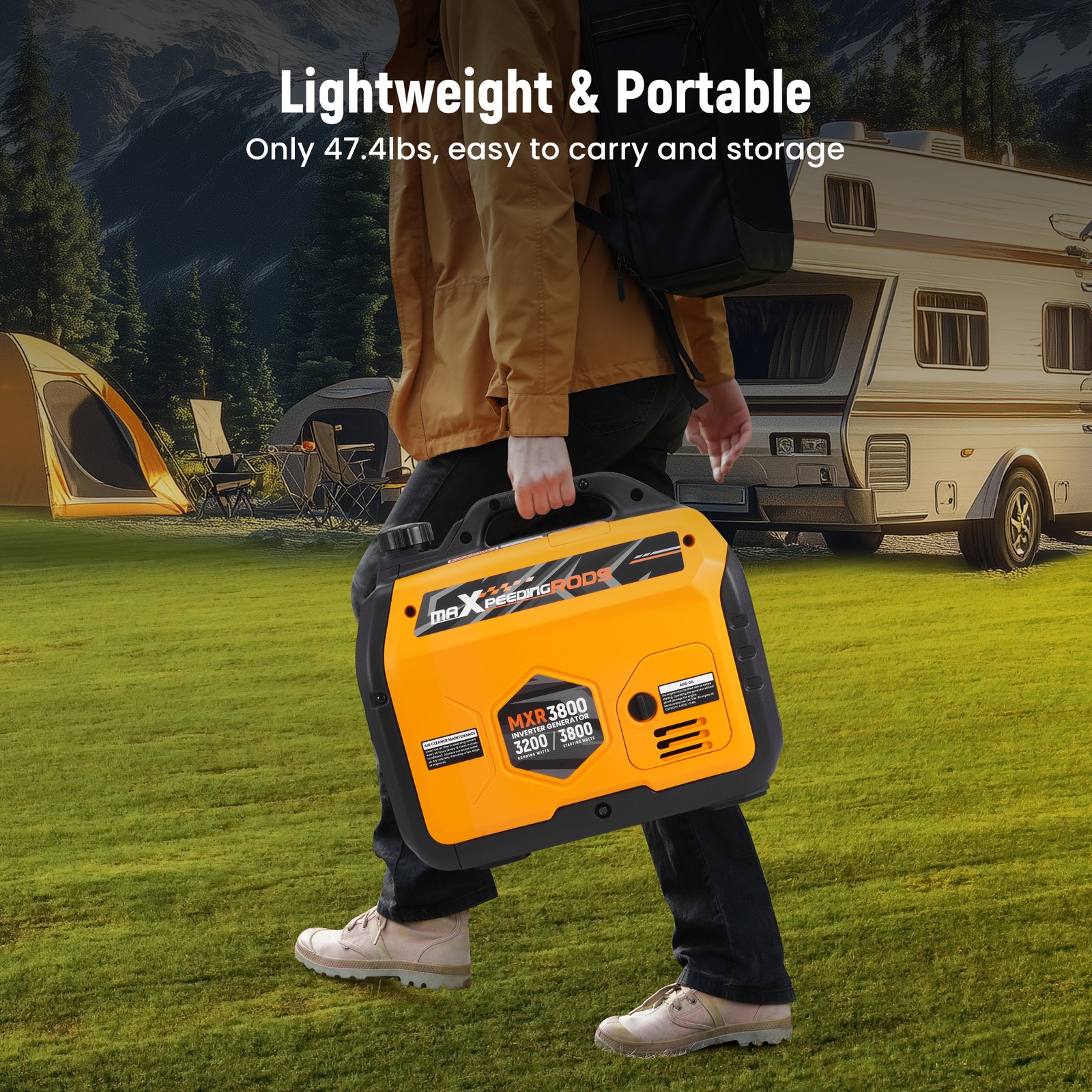 Lightweight 21kg Inverter Generator 3800W Gas Powered for Outdoor Adventures
