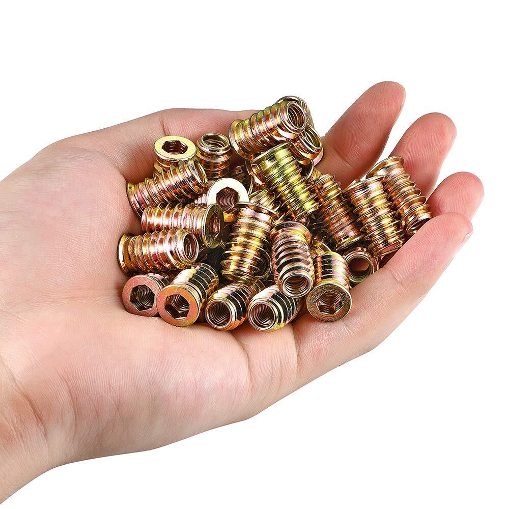 80 Pcs Premium Threaded Inserts for Wood, 1/4-20 Threaded Inserts with Hex