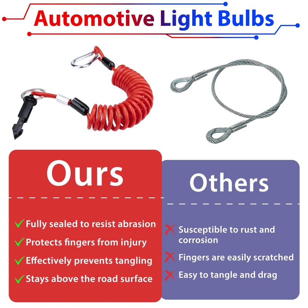 Trailer Breakaway Switch 4FT Coiled Brake Away Cable Trailers Pull Steel Spring