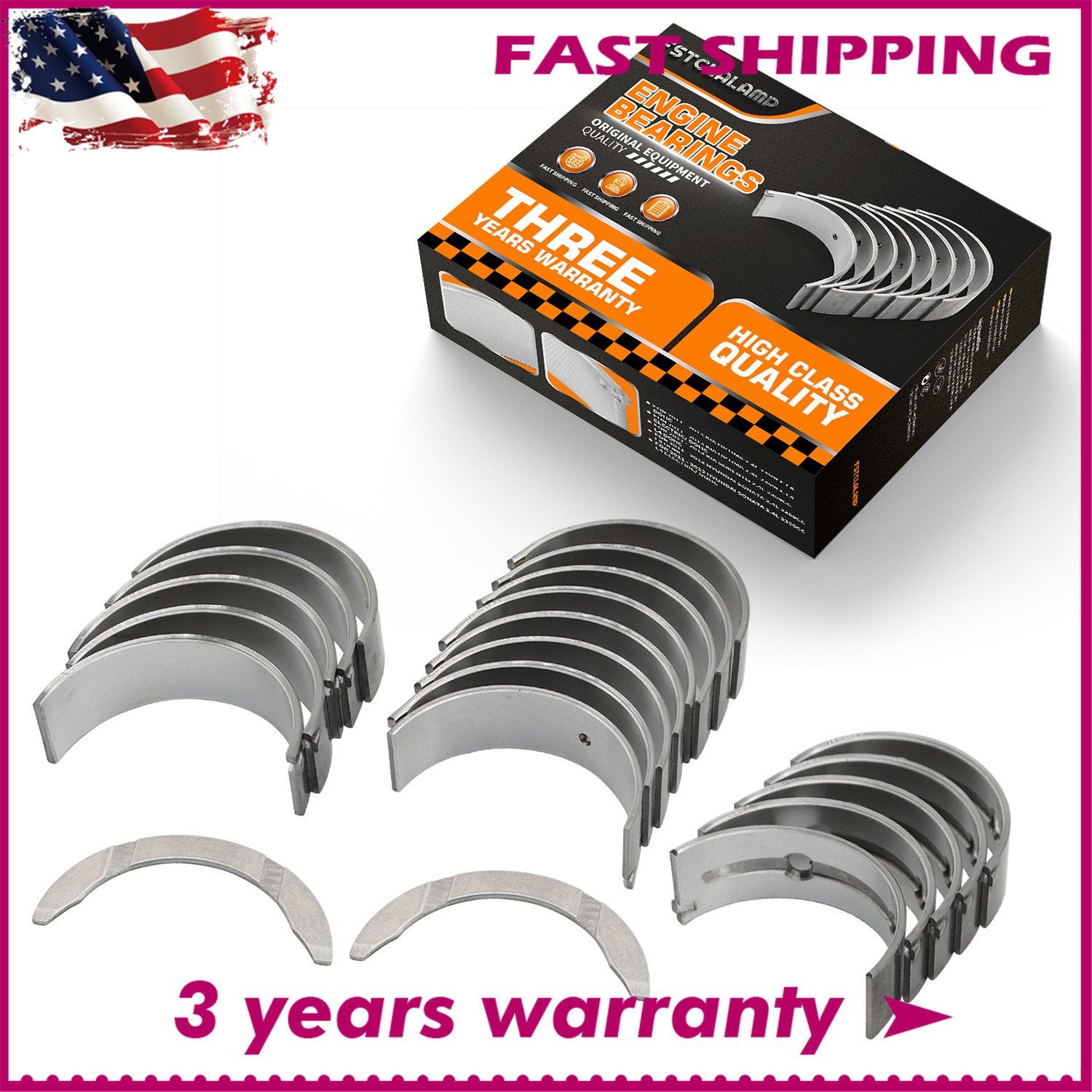 Main & Rod Bearing W/Thrust Washer STD For Optima Sonata Kia Optima 2.4L 2006-16