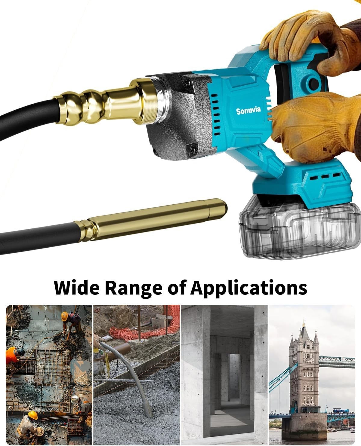 Cordless Concrete Vibrating Tool Compatible with Makita 18V Battery 600W Power C