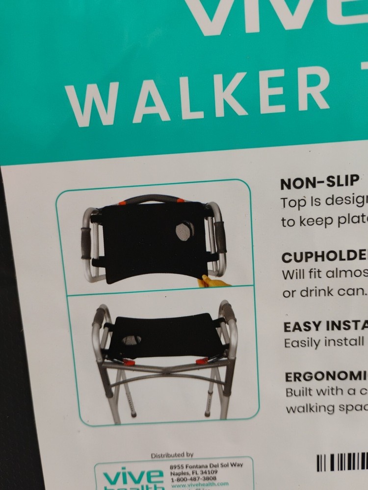Vive Walker Tray Mobility Accessory Aide Non Slip Cupholder
