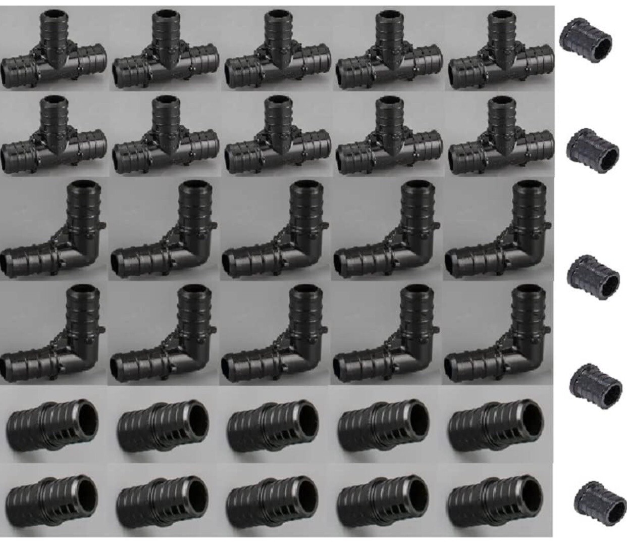 [Pack of 35] 1/2 Inch PEX B Plastic POLY PPSU Barb Crimp Fittings ASTM F-2159.