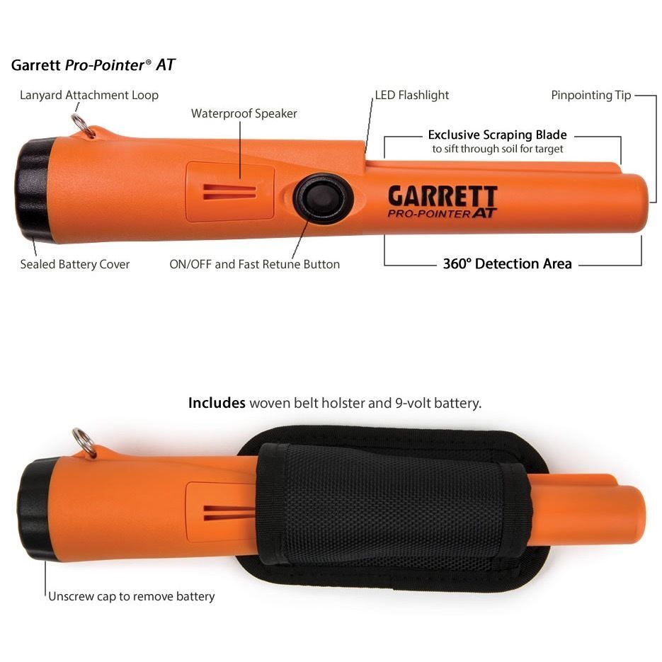 Garrett Pro Pointer AT Pinpointer Waterproof ProPointer with Camo Pouch and Belt