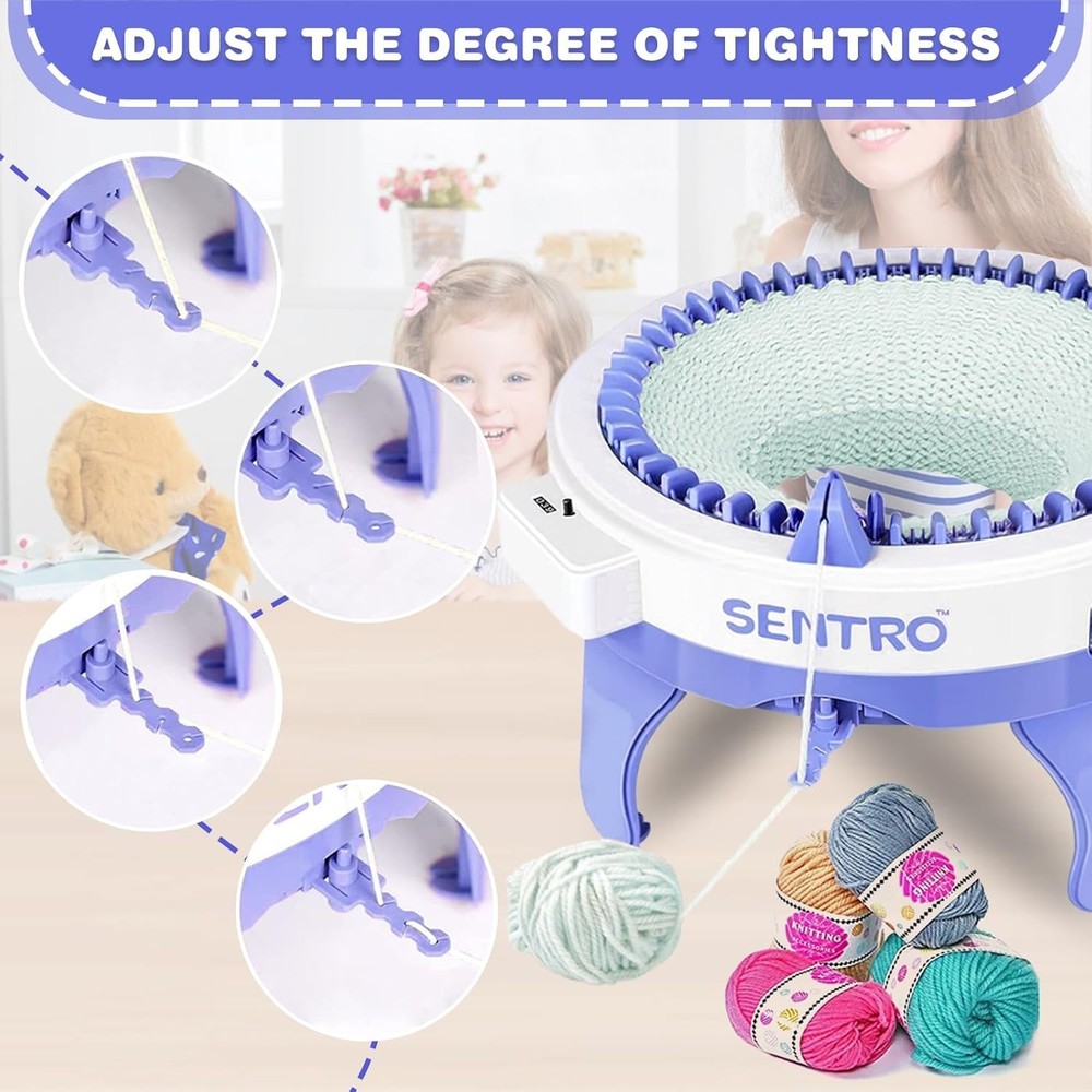 Knitting Machine 48 Needles,Smart Crochet Machine with Row Counter,Circular Kn..