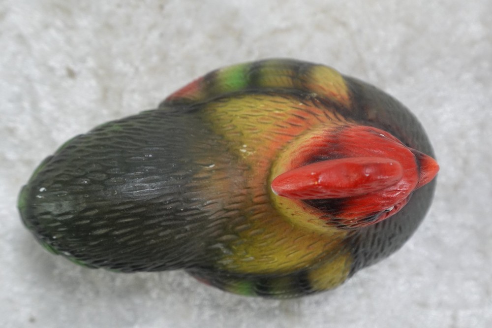 Multi-Colored Ceramic Hen Chicken Figurine 5" Long Egg Layer