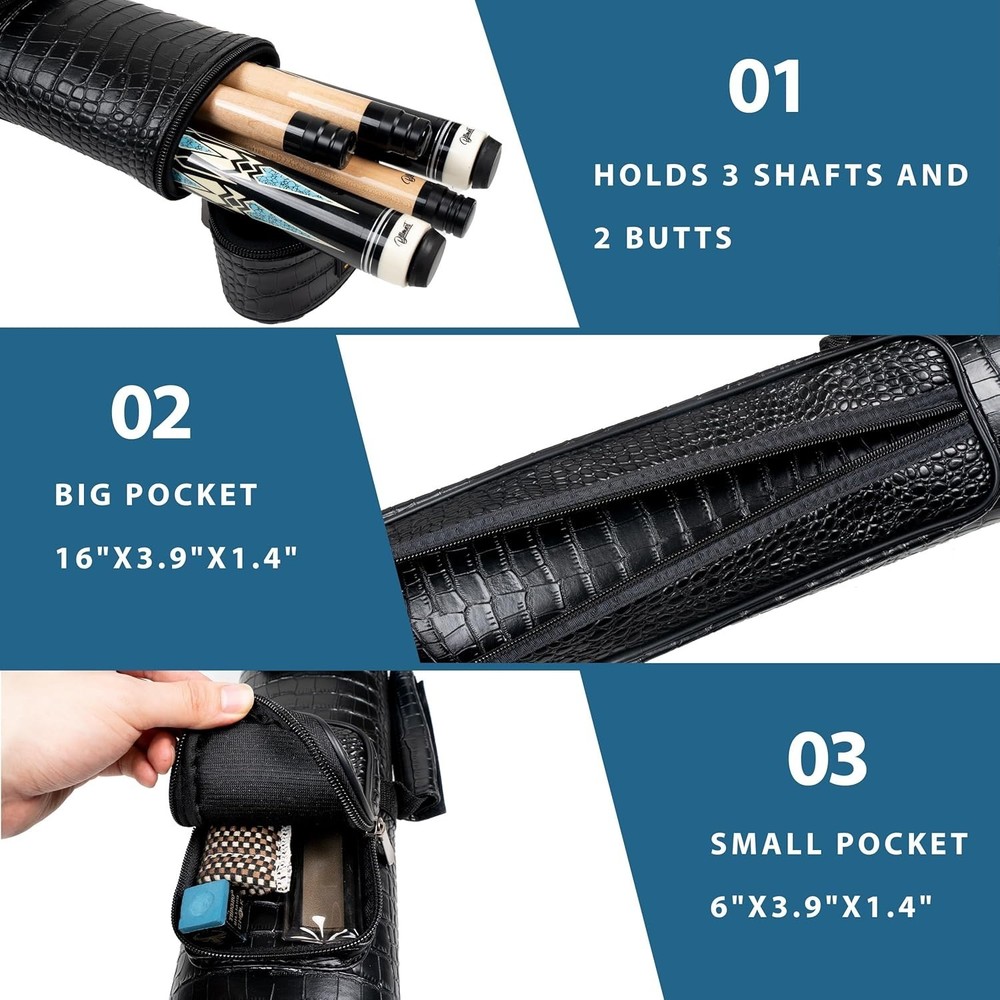 2x3 Hard Pool Cue Case Billiard Stick Carrying Case