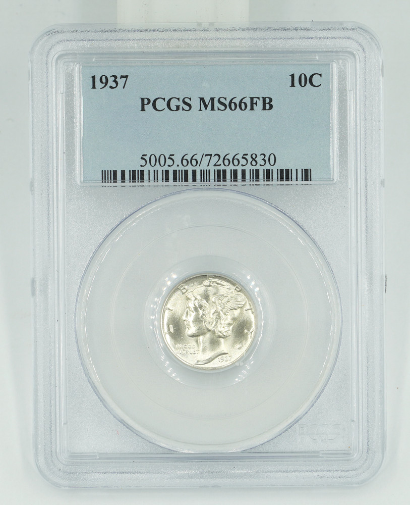 1937 PCGS MS66FB Mercury Silver Dime Blast White