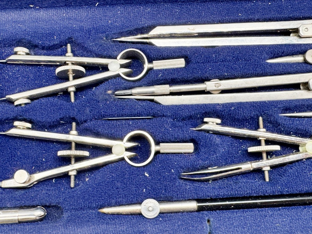 VINTAGE ECO BRA DRAFTING COMPASS SET IN CASE TECHNICAL DRAWING INSTRUMENT KIT