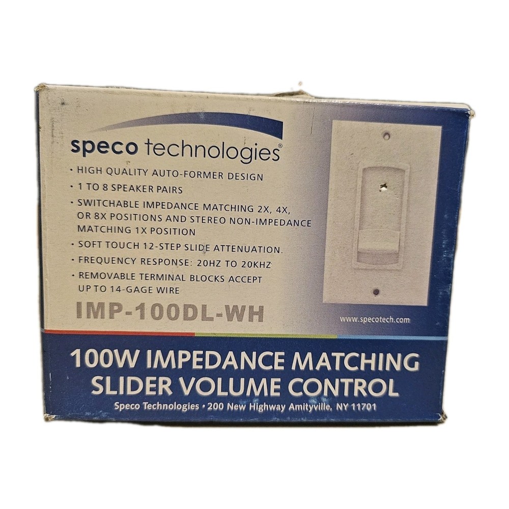 Speco Technologies Slider Control Volume,100W IMP100DLWH Speco Technologies New