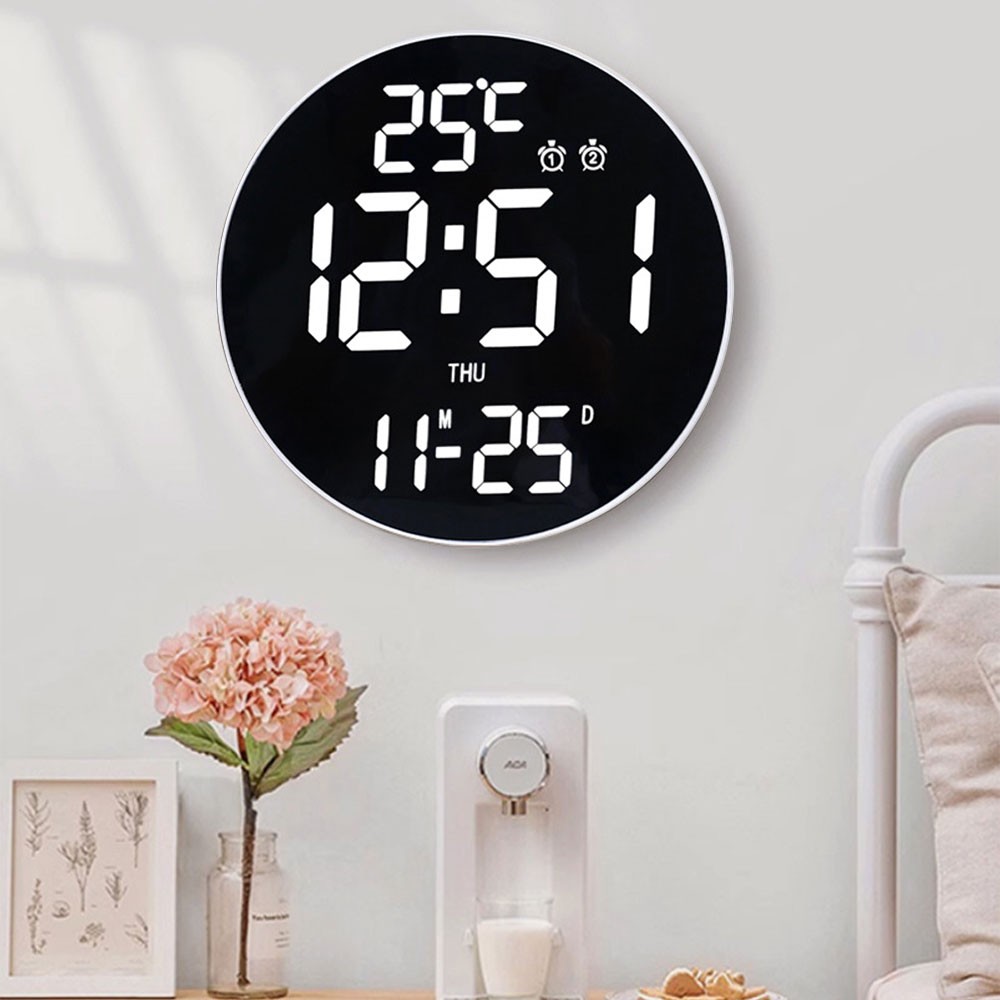 Digital Wall Clock, Digital ClockAdjustable Brightness Large LED DisplayAlarm CW