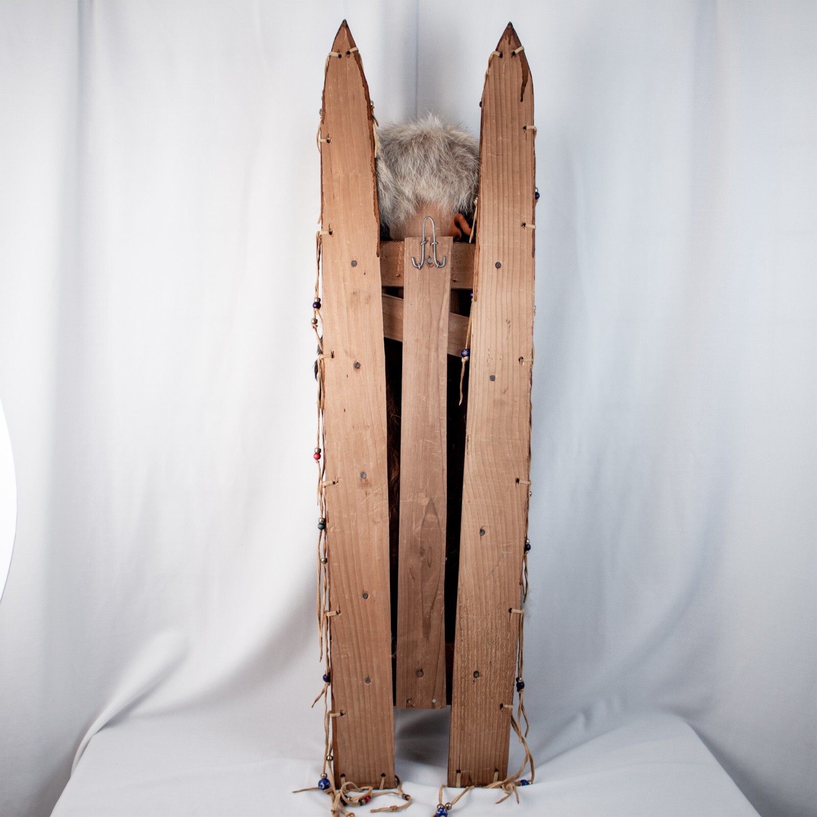 Vintage 1960's ALASKA Handcraft Eskimo Papoose Doll Cradle Large 39"L x 9.5"W