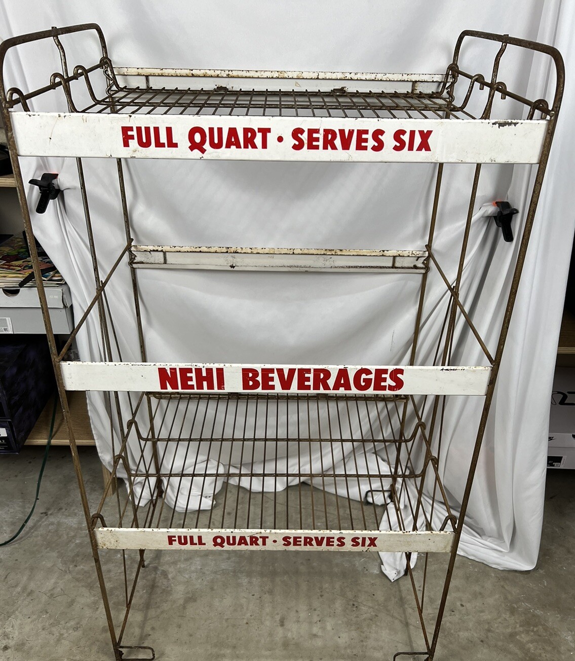Vintage NEHI Beverages Metal Soda Rack “FULL QUART-SERVES SIX” 47x27x21
