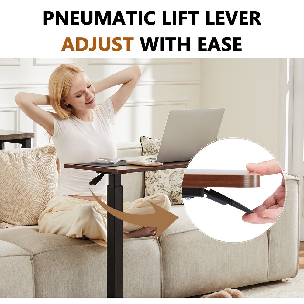 Adjustable Rolling Bedside Table with Wheels for Home Office, Perfect for Laptop