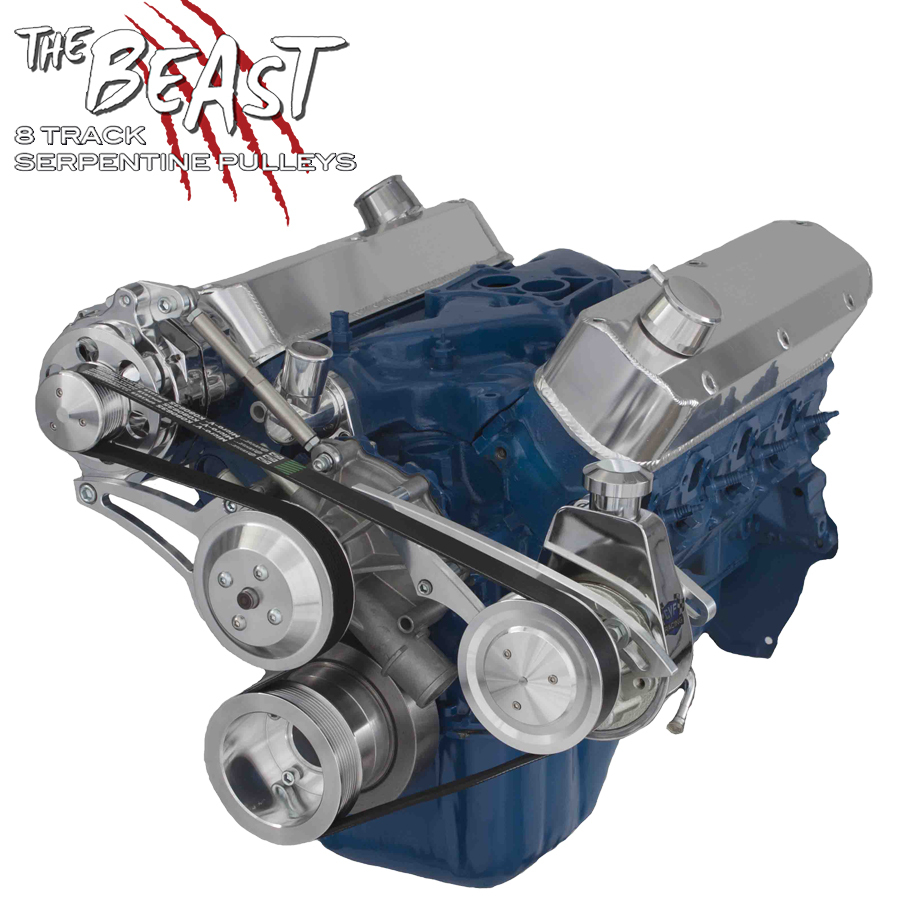 Ford 5.0L Serpentine Pulley Kit Power Steering SBF Small Block Saginaw SBF 302