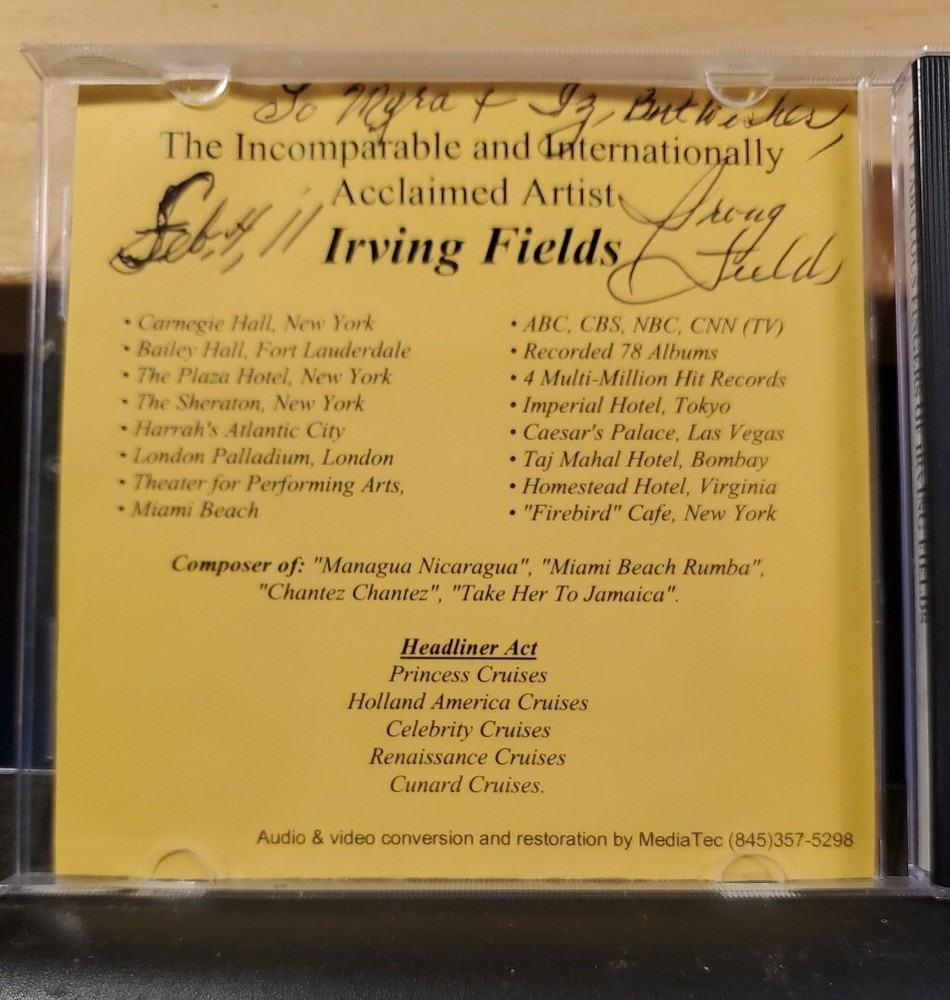 IRVING FIELDS EMPTY NO CD JEWEL CASE SIGNED AUTOGRAPH INSIDE PERSONALIZED