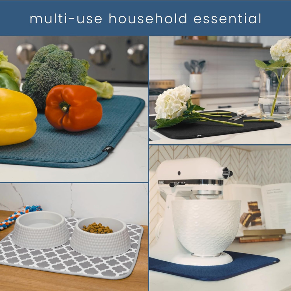 Dish Drying Mat XL, 18” X 24”, Absorbent Microfiber Kitchen Counter Mat, Dish Dr